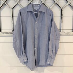 Burberry’s Men's Blue White Striped Classic Dress Shirt Button Down 16.5 35